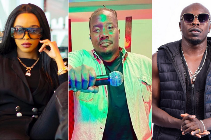 A collage of Azeezah, Willis Raburu, and Guda Man