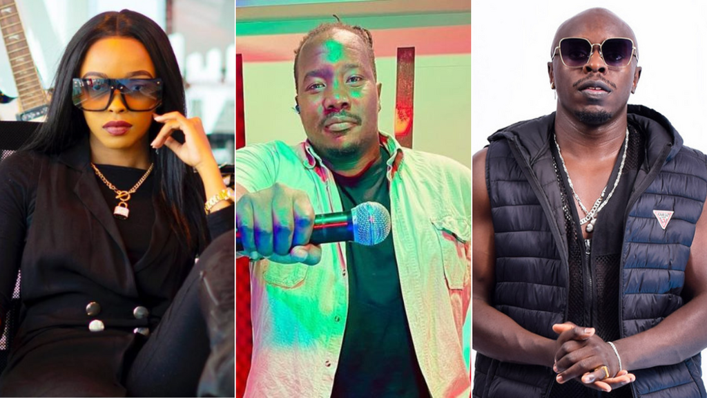 A collage of Azeezah, Willis Raburu, and Guda Man