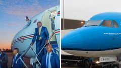 A collage of Kenya's presidential Fokker 70 and a similar KLM plane