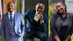 A collage of Jalang'o Alliwah David and Lynn Ngugi