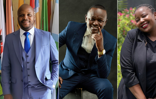 A collage of Jalang'o Alliwah David and Lynn Ngugi