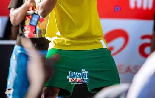 WCB signeeMbosso performing at the Wasafi Festival in Mwanza on August 12