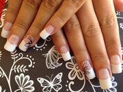 Acrylic nails with white tips