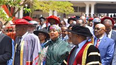 Former CS Amina Mohamed during her installation as Chancellor of the International University of East Africa in Kampala, Uganda
