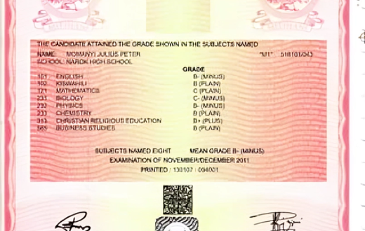 KCSE certificate