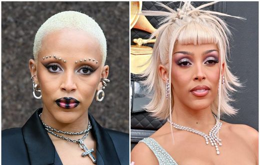 Doja Cat also frequently changes up her hairstyle, including this platinum-blonde buzz cut.