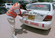 A vehicle being inspected