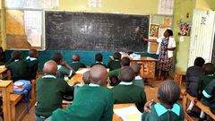 A group of lower primary pupils during a past lesson at Kawangware Primary School