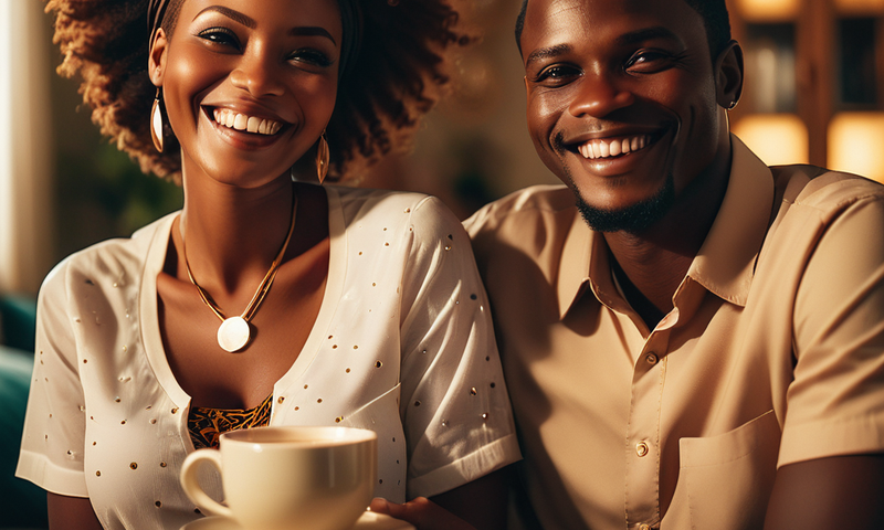An AI-generated mage of happy African couple at home