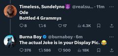 Burna Boy takes a swipe at Davido [X/Burna Boy]