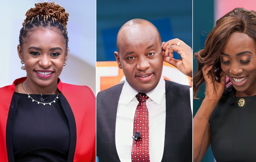 Citizen TV journalists Mashirima Kapombe, Linus Kaikai and Yvonne Okwara