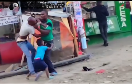 Screenshot of a shopkeeper confronting a man for Sh100 in pipeline, Nairobi
