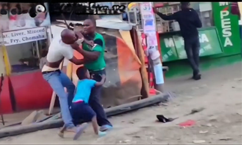 Screenshot of a shopkeeper confronting a man for Sh100 in pipeline, Nairobi