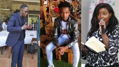 A collage image of Njugush, Jeff Mwathi and Kate Actress