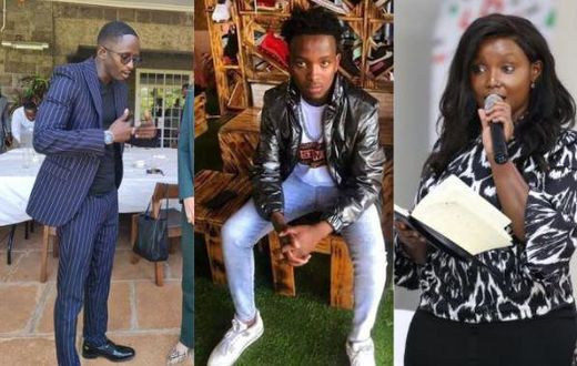 A collage image of Njugush, Jeff Mwathi and Kate Actress