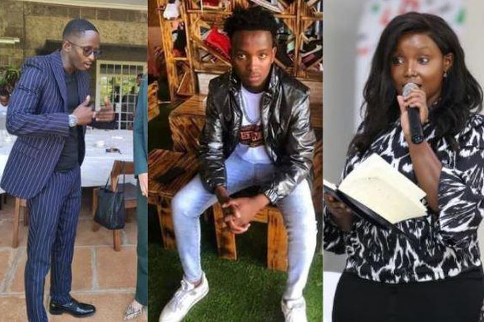 A collage image of Njugush, Jeff Mwathi and Kate Actress