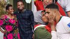 A collage image Diamond Platnumz and his mother Achraf Hakimi and his mother