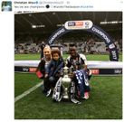 Christian Atsu with the EFL Championship trophy