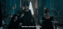 Queen Charlotte consoles her son who lost his wife during childbirth whenever he breaks into tears