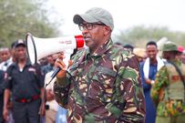 File image of Defense CS Aden Duale addressing residents of Wajir County
