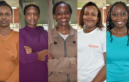 Sign With Us founder Njeri Muchina, Saidiwa Rides leader Gladys Ng'etich, Imani Health founder Anne Chege, Know Learning Limited leader Emma Muriuki and PanaCare founder Beverly Senda