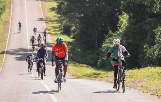 Mama Rachel Ruto with her cycling club on January 26, 2021