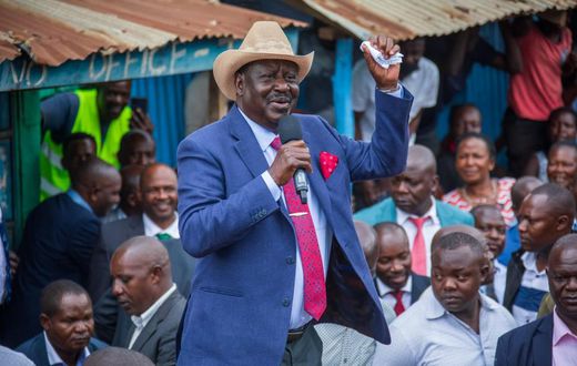 Azimio la Umoja leader Raila Odinga speaking at Toi Market on June 14, 2023