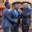 Comedian Eddie Butita, President William Ruto and Steve Harvey at the Tyler Perry studios during  President William Ruto's State Visit to the U.S