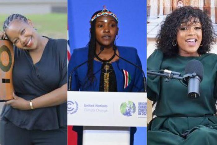 A collage image of Lynn Ngugi, Elizabeth Wathuti and Just Ivy