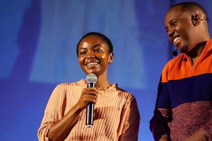 Actor Abel Mutua with his wife, Judy Nyawira