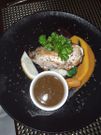 Chicken Breast Marinated with Lemon and Thyme, served on Risi Bisi Rice and seasonal vegetables