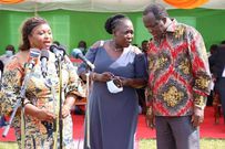 Former Kakamega governor Wycliffe Oparanya with his two wives Carolyn and Priscilla Oparanya