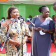 Former Kakamega governor Wycliffe Oparanya with his two wives Carolyn and Priscilla Oparanya