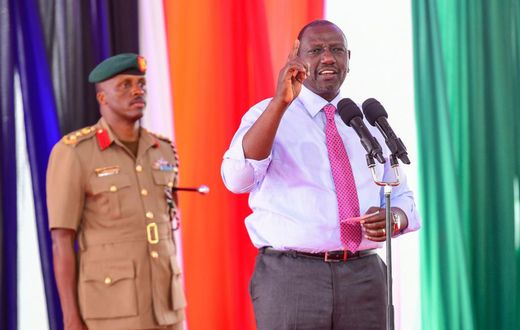 President William Ruto speaks during the ground breaking ceremony for the proposed Shauri Moyo ‘A’ affordable housing project, Nairobi County