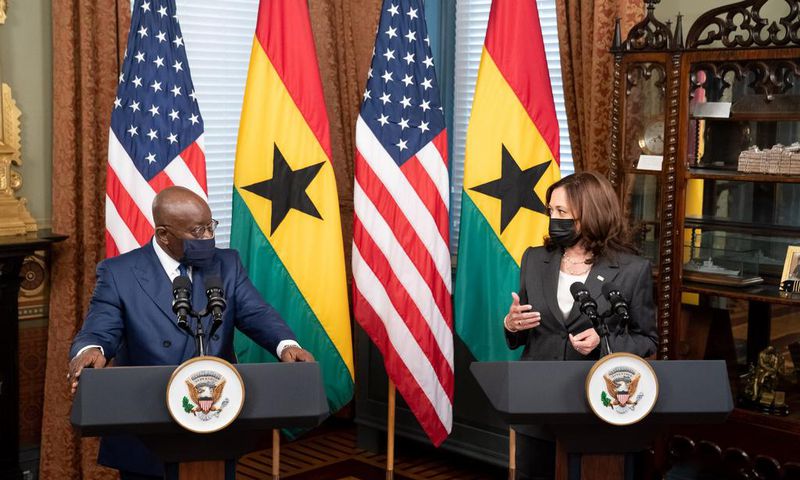 The president of Ghana, Nana Akufo-Addo and the vice president of America, Kamala Harris