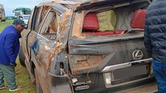 The black Lexus which was involved in an accident while heading to burial of Kibwezi East MP Jessica Mbalu’s son