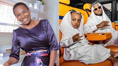 A collage of Mama Dangote and Diamond Platnumz & his son Naseeb Junior