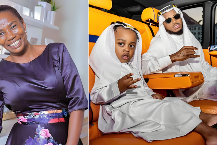 A collage of Mama Dangote and Diamond Platnumz & his son Naseeb Junior