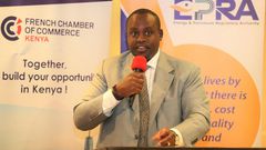 EPRA Director General Daniel Kiptoo Speaking during a meeting hosted by the French Chamber of Commerce in Nairobi