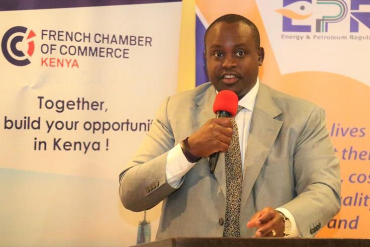 File Image of EPRA Director General Daniel Kiptoo Speaking during a meeting hosted by the French Chamber of Commerce in Nairobi