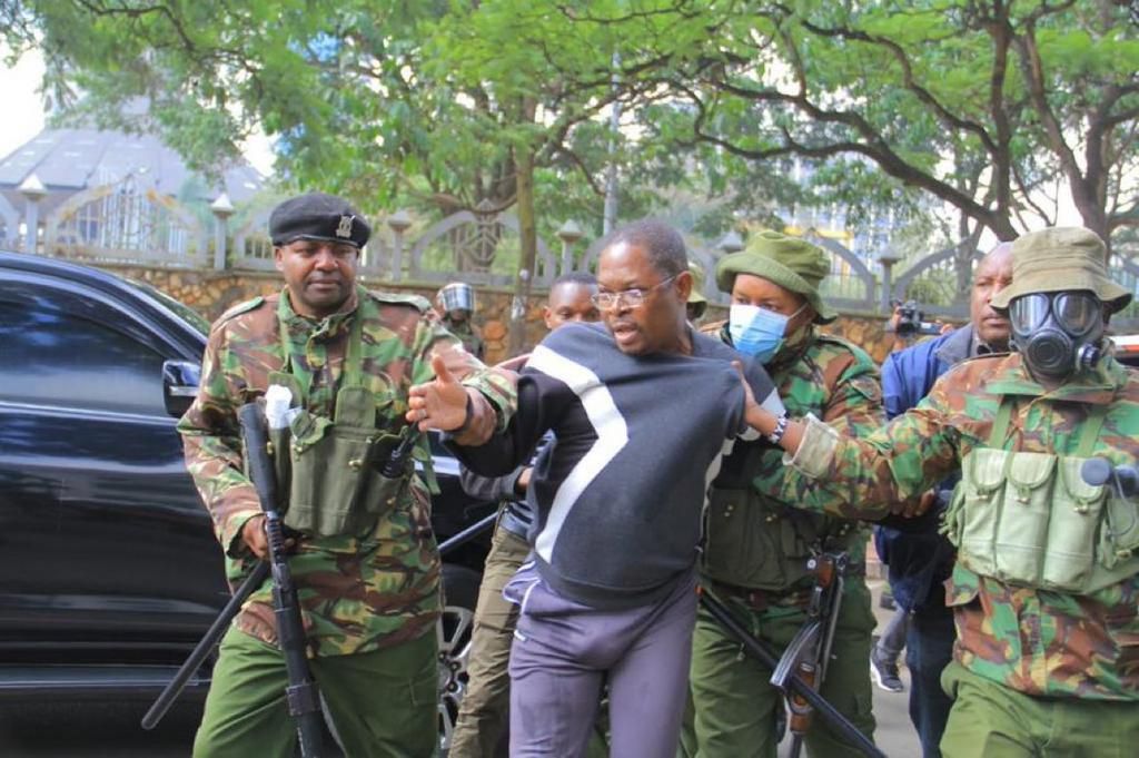 Senate Minority leader Stewart Madzayo arrested during Azimio protests at KICC