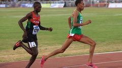 Kenyan Gilbert Kwemoi (Left) and Ethiopian Bekele Ayele Demoz run during the 12th African Juniors Athletics Championships in Addis Ababa, Ethiopia, on March 6, 2015. (Photo by Orhan Karsli/Anadolu Agency/Getty Images)