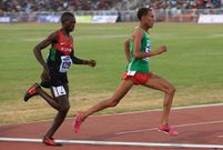 Kenyan Gilbert Kwemoi (Left) and Ethiopian Bekele Ayele Demoz run during the 12th African Juniors Athletics Championships in Addis Ababa, Ethiopia, on March 6, 2015. (Photo by Orhan Karsli/Anadolu Agency/Getty Images)