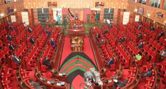 National Assembly of Kenya with members exercising social distancing