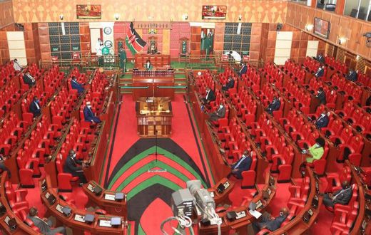 National Assembly of Kenya with members exercising social distancing