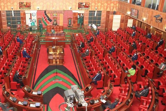 National Assembly of Kenya with members exercising social distancing