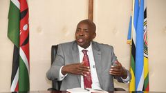 Education CS Ezekiel Machogu during a meeting in his office