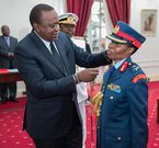 Former President Uhuru Kenyatta with Major General Fatuma Gaiti Ahmed at State House, Nairobi in 2018