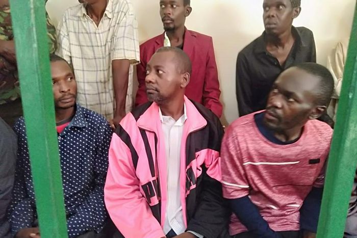 Suspected cult leader Paul Mackenzie and other suspects when they were presented in court