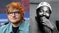 English singer-songwriter Ed Sheeran and Songwriters Hall of Fame inductee Marvin Gaye